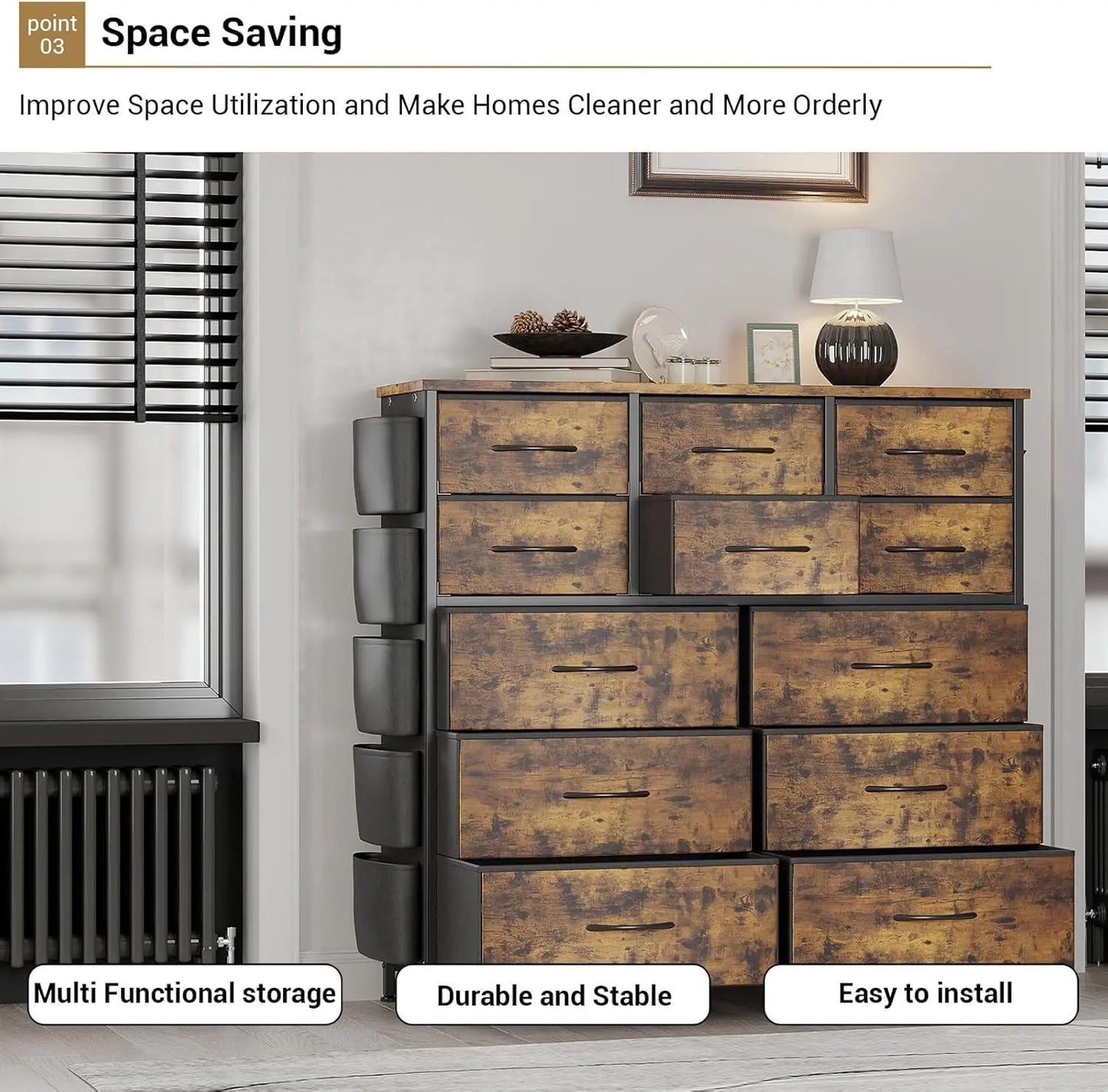 TWISTER.CK Fabric Dresser With Steel Frame And Drawers