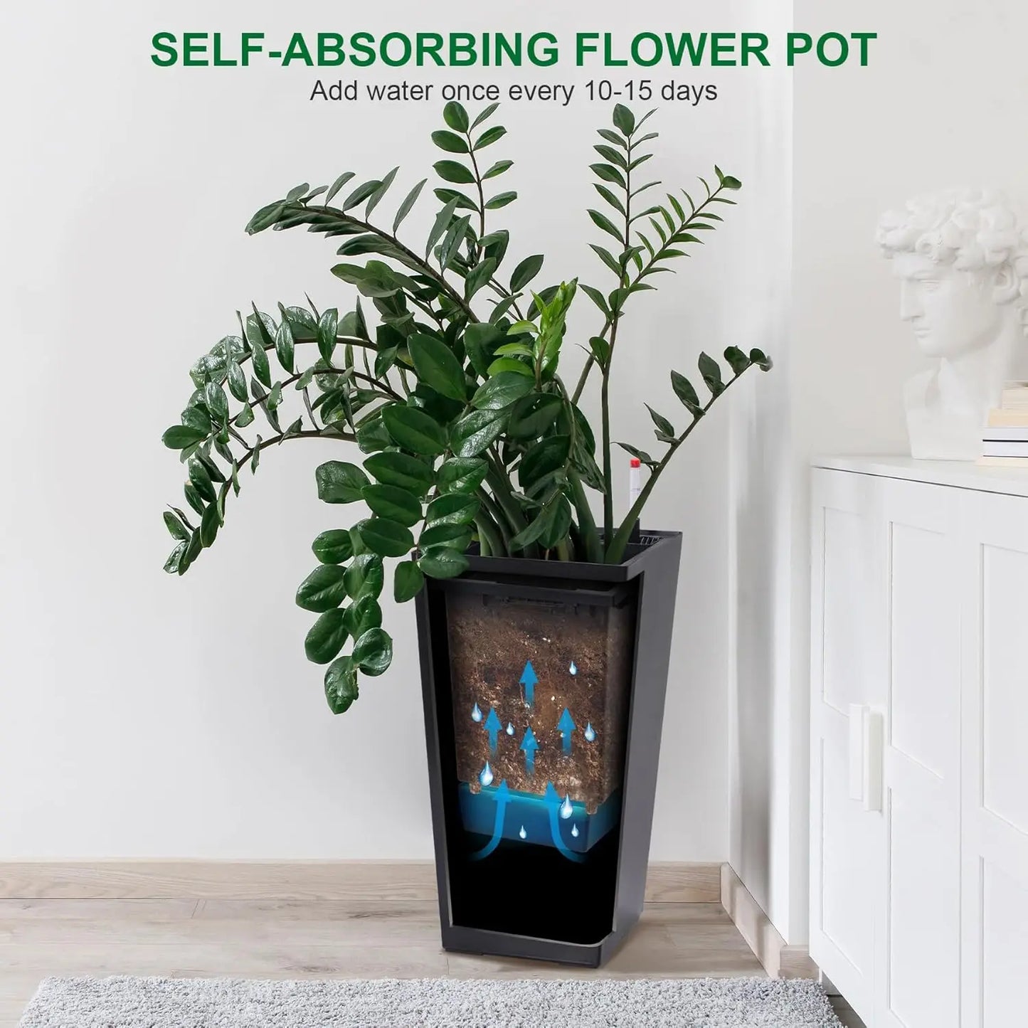 HobbyLane Indoor Outdoor Taper Planter With Shelf Insert Plastic