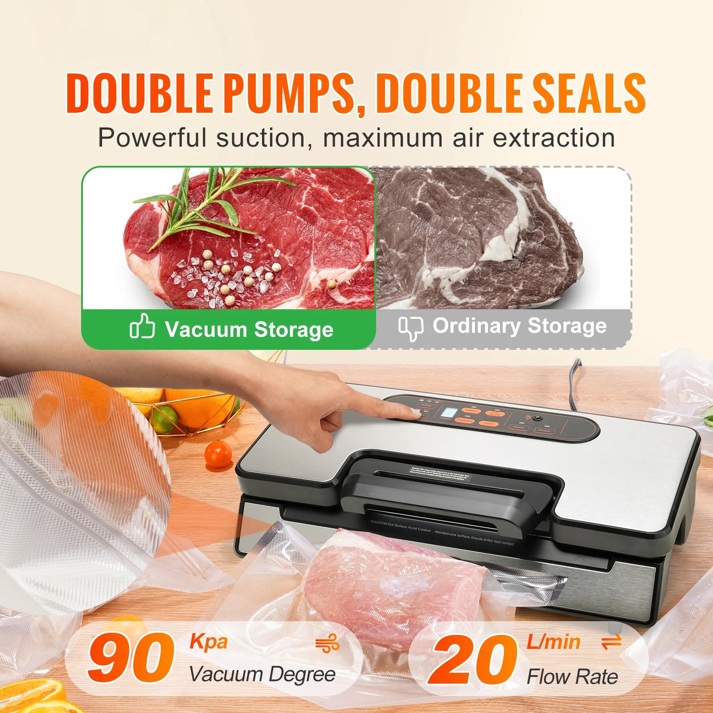 SucceBuy Vacuum Sealer Machine With Free Vacuum Bags Included