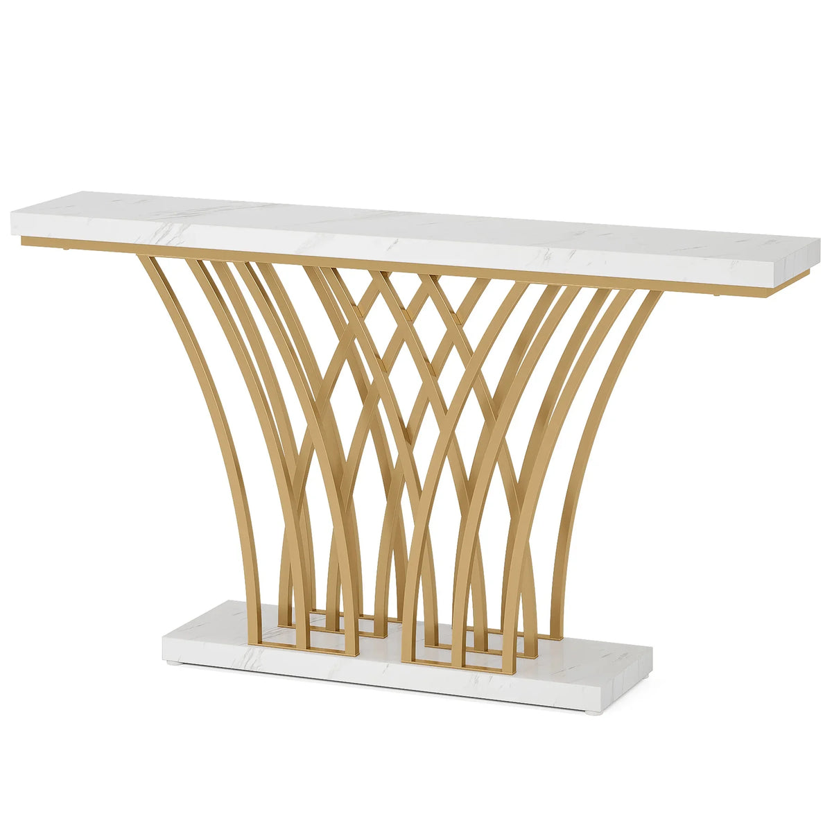 Tribesigns Modern Console Table with Geometric Metal Base for Entryway