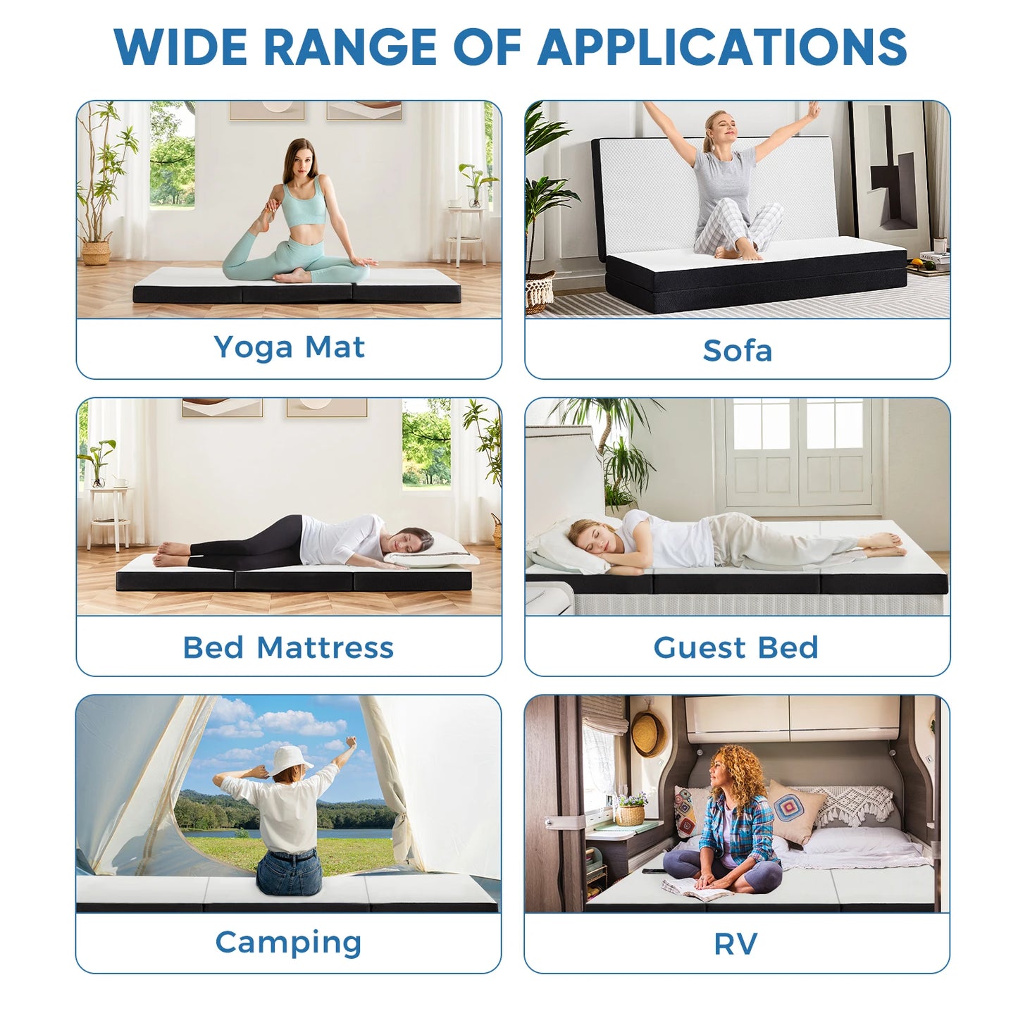 MCQ Foldable Tri-fold Mattress With CertiPUR-US Certified Comfort Washable Cover