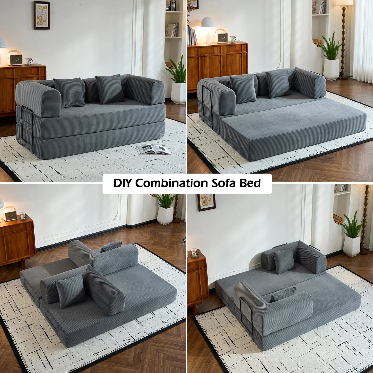 THOLASIS Folding Convertible Sofa Bed Futon for Small Spaces