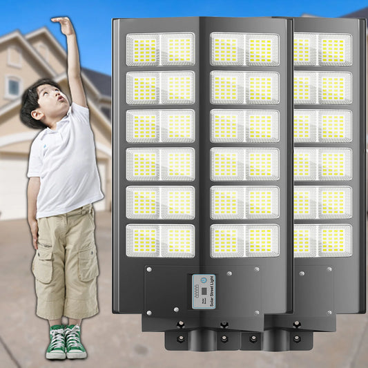 2-Pack 6000W Waterproof Solar Street Lights With Motion Sensor And Remote