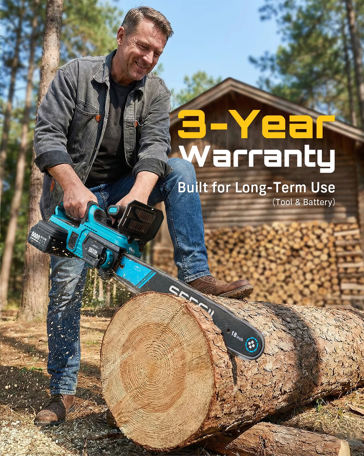 SEESII Brushless Cordless Chainsaw With Automatic Oiler For Wood Cutting
