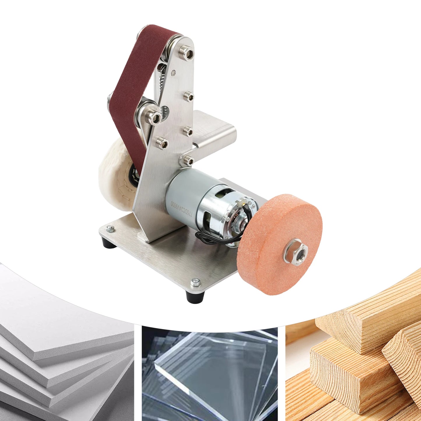 Mini Belt Sander, 7-Speed, 4000-9000 RPM, Stainless Steel Copper Motor