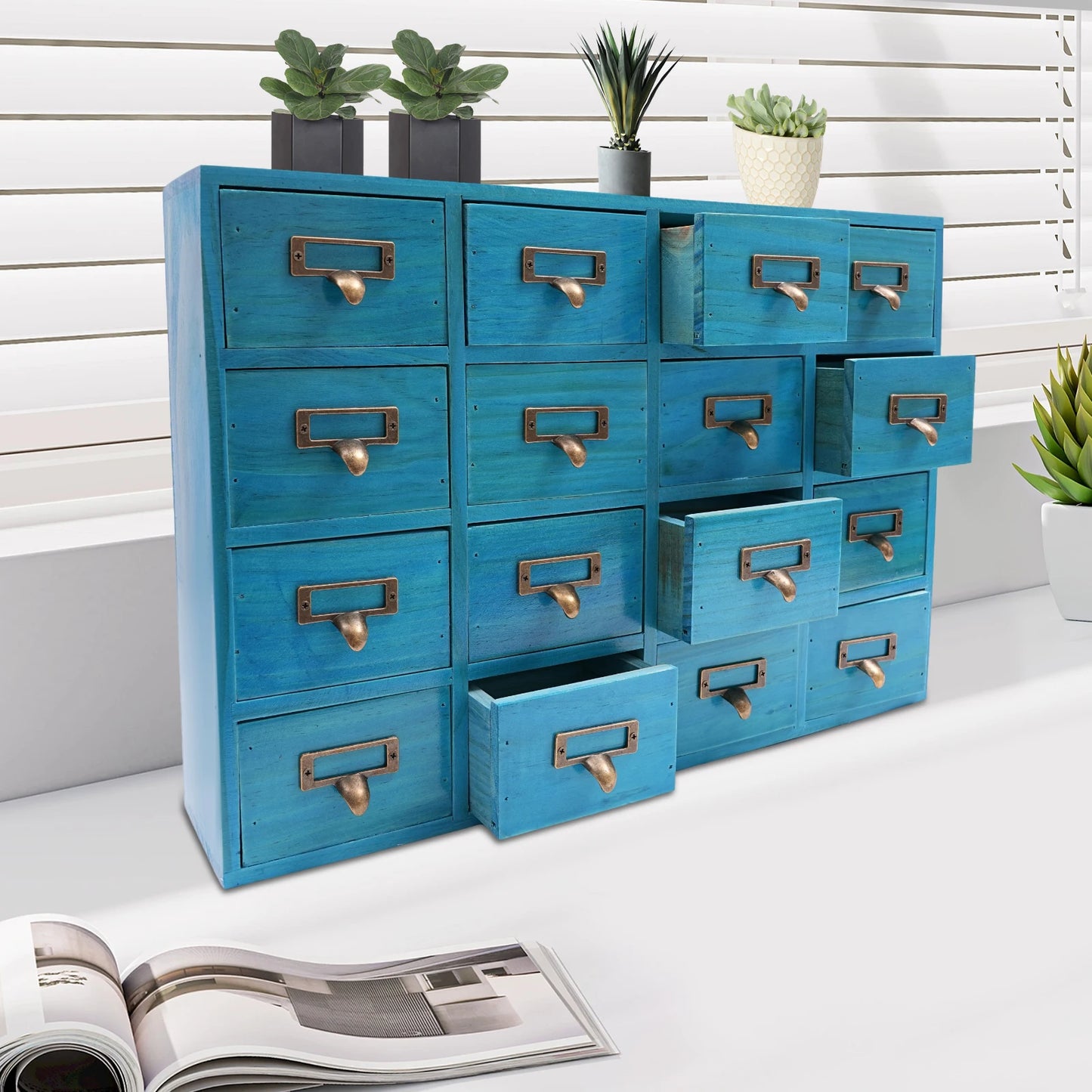 16-Drawer Apothecary Cabinet for Herb Storage and Organization