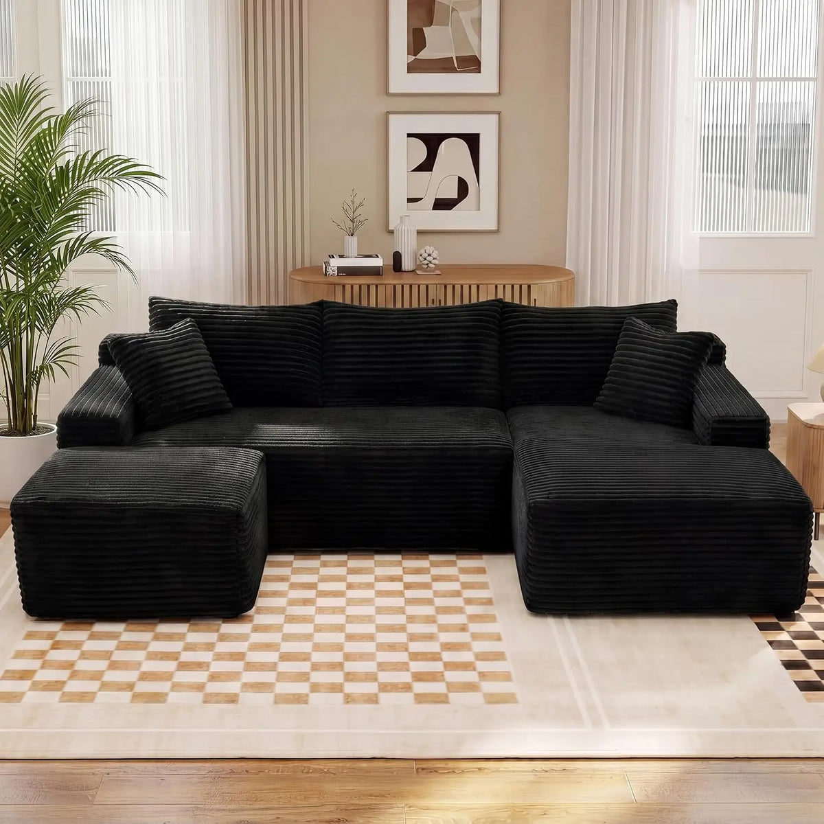 Modular U Shaped Sectional Sofa with Ottoman and Deep Seating