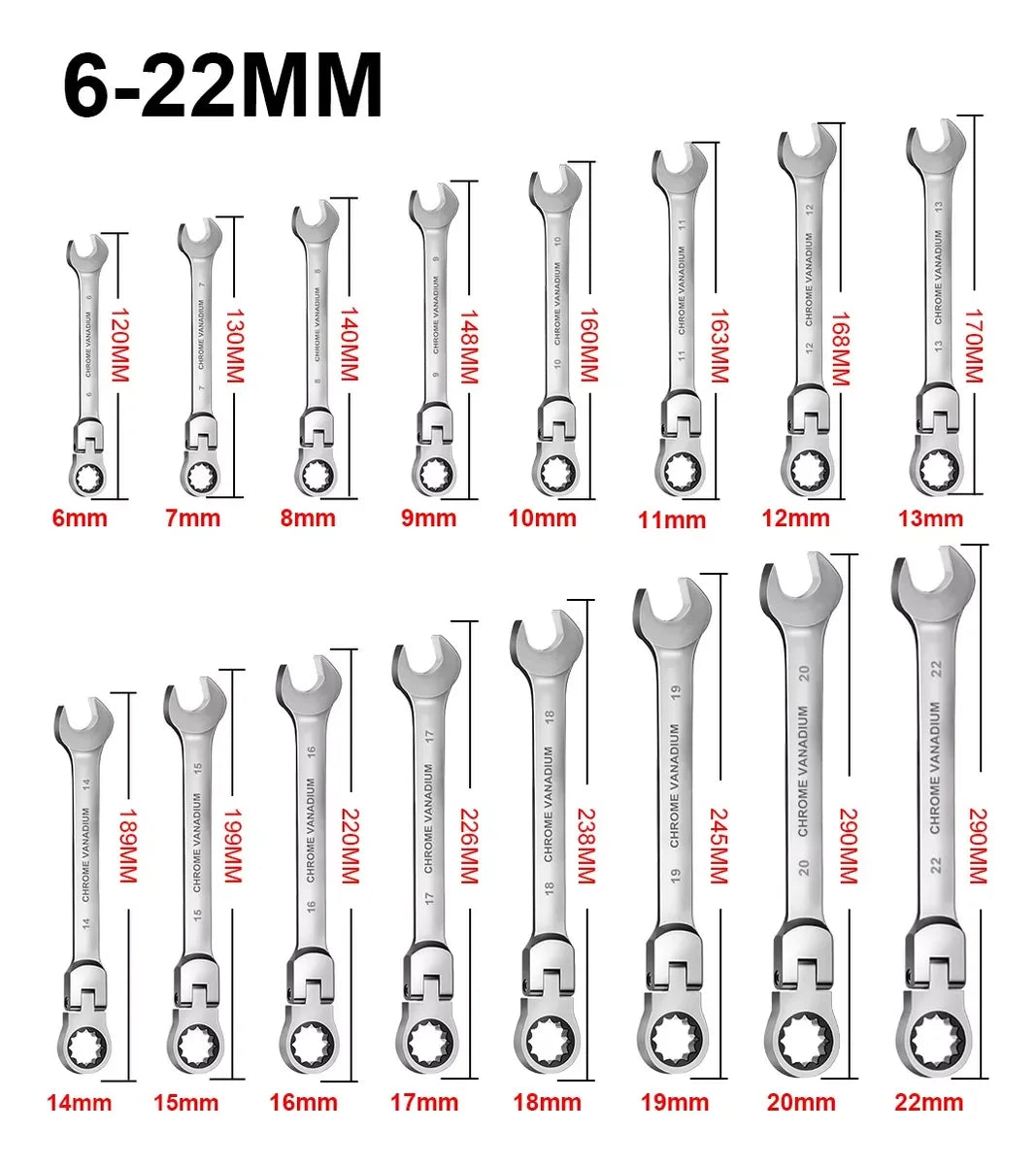 WOZOBUY 16Pcs Ratcheting Wrench Set With Flex Head