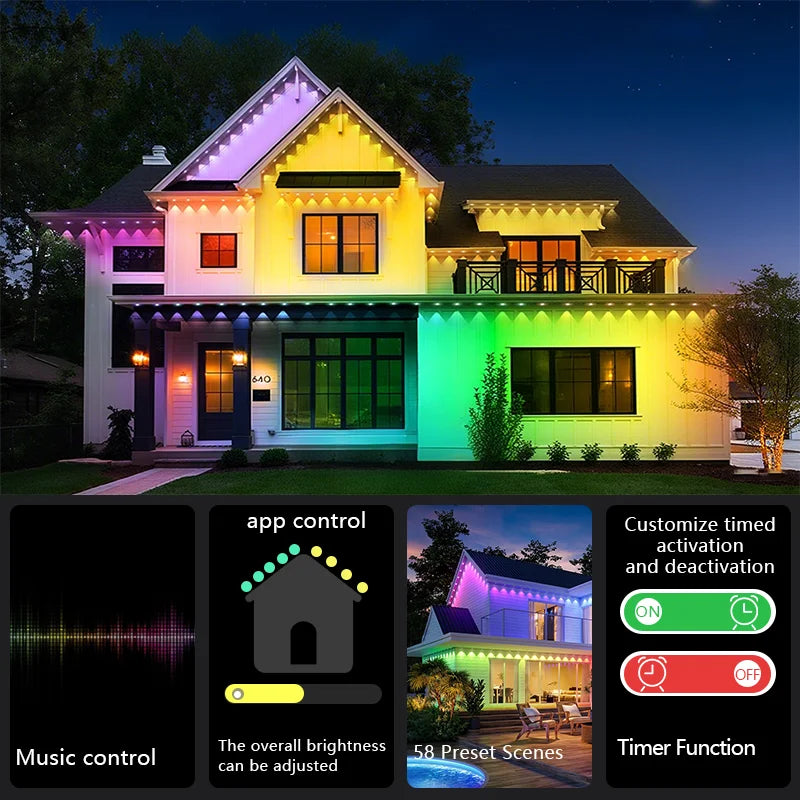 MIMIRGB Smart RGBIC Permanent Outdoor Lights With 75 Scene Modes