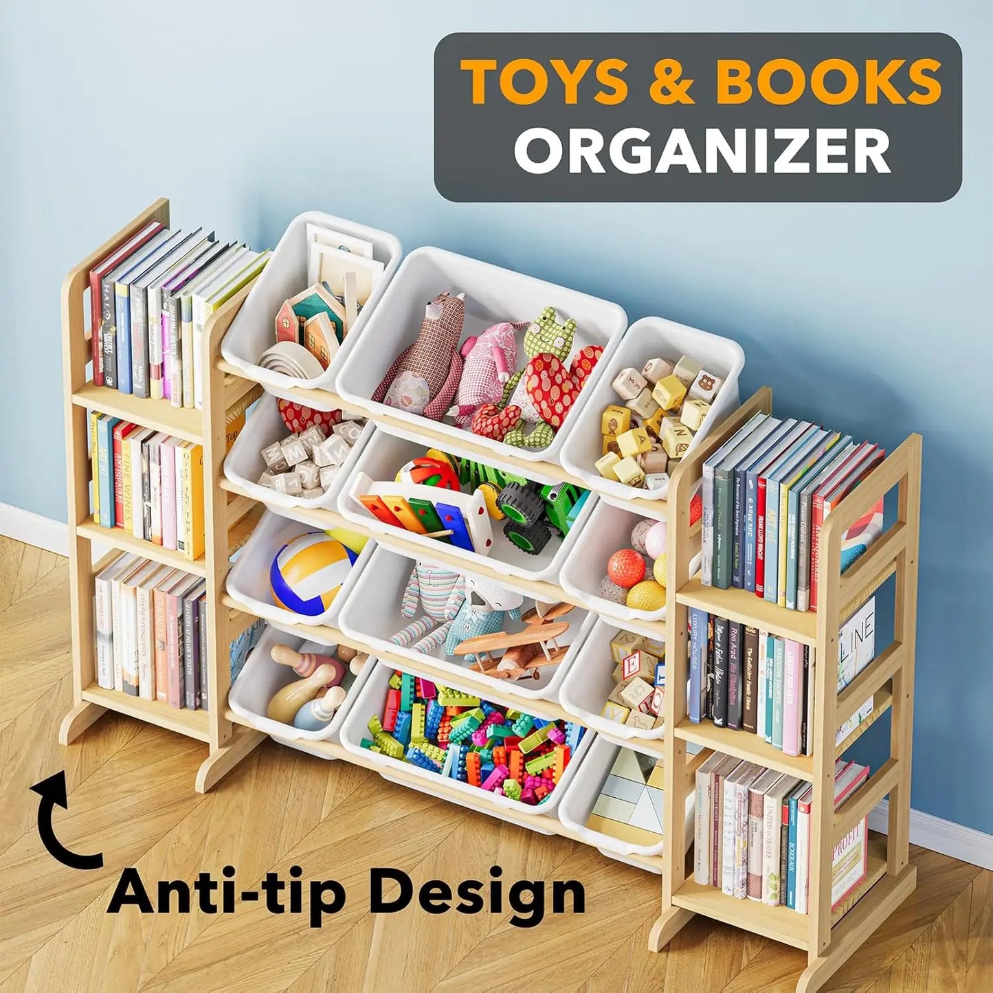 Toy Storage Organizer With 6 Shelves And 12 Bins Playroom