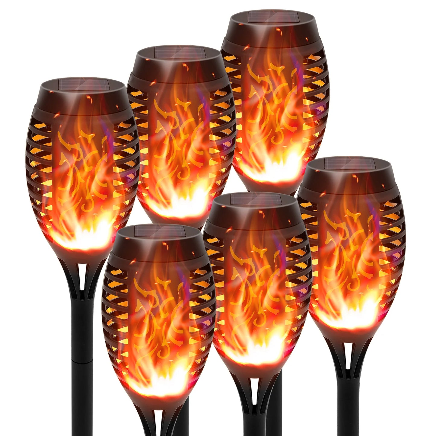 Solar Flame Torch Lights LED Flicker for Outdoor Lawn Pathway