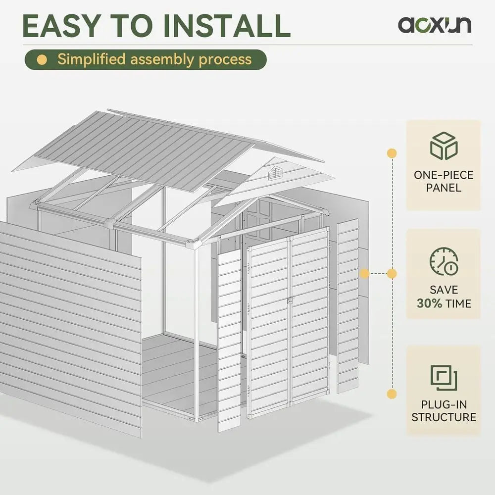 Outdoor Plastic Storage Shed With Window And Lockable Door