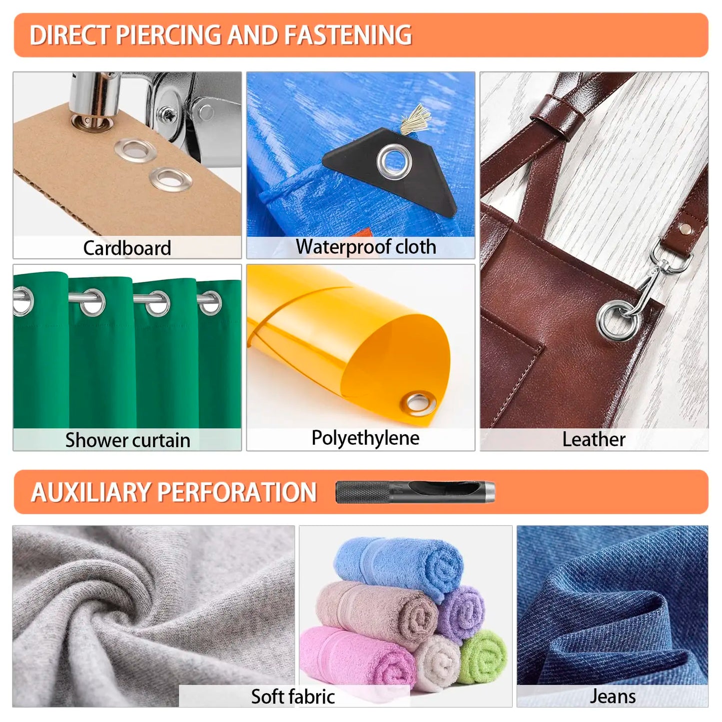 Grommet Pliers Kit Handheld Eyelet Punch Tool for Leather