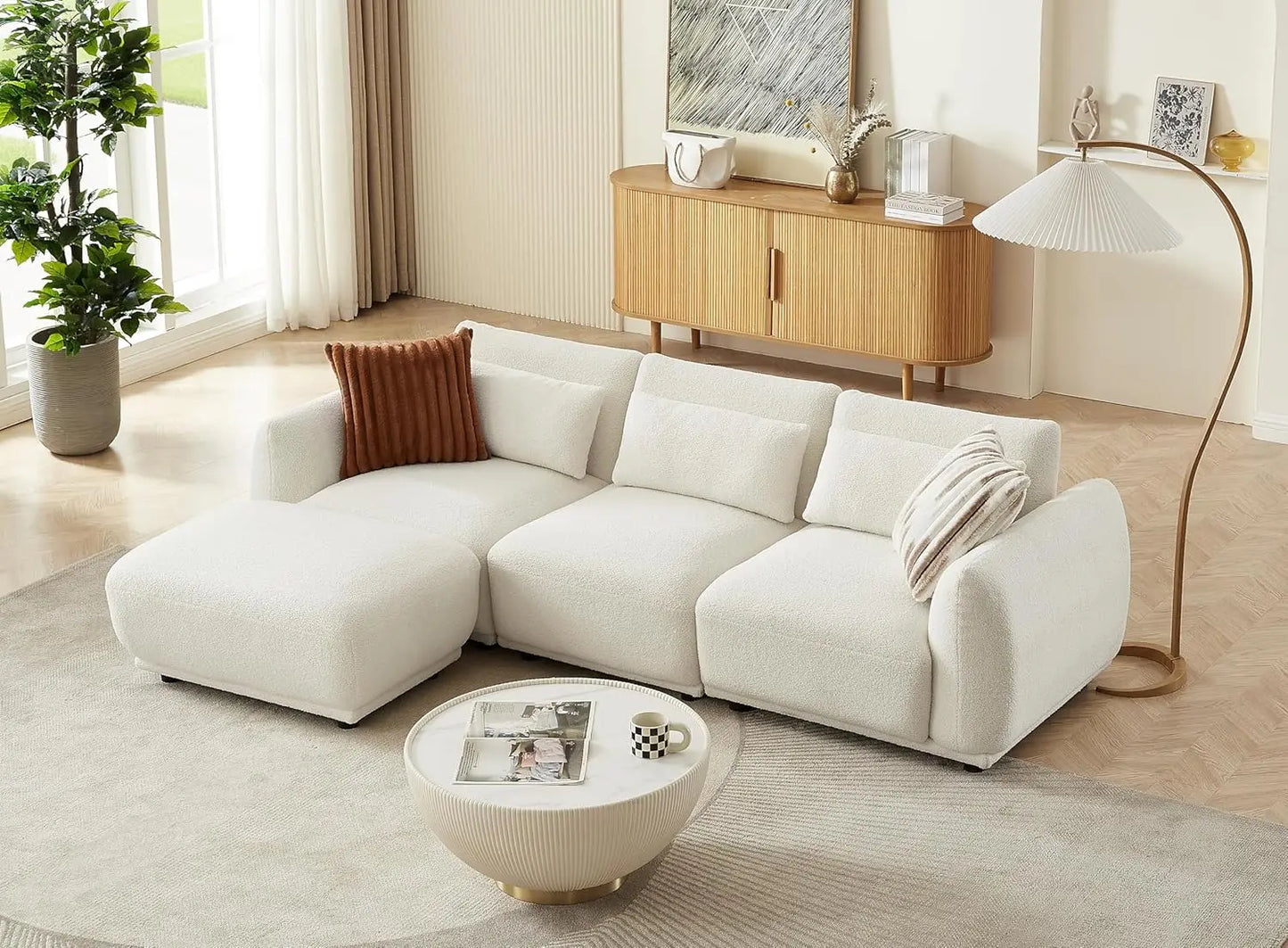 L Shaped Modular Sectional Couch With Removable Ottoman