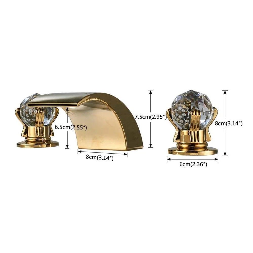 Quyanre LED Widespread Bathroom Faucet Waterfall Lavatory Tap
