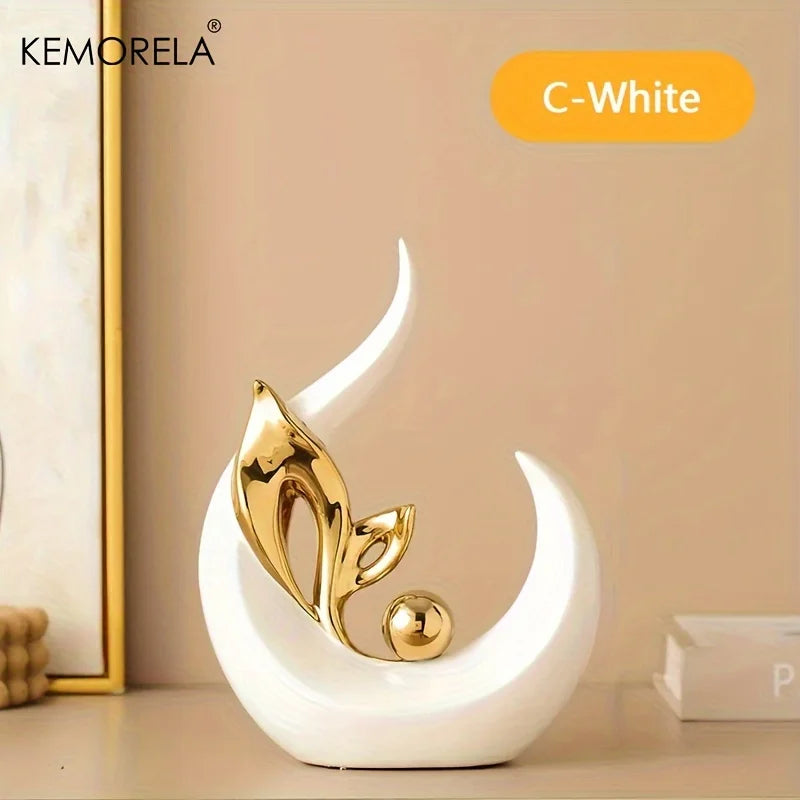 KEMORELA Ceramic Statue Nordic Creative Light Luxury Home Decor Figurine