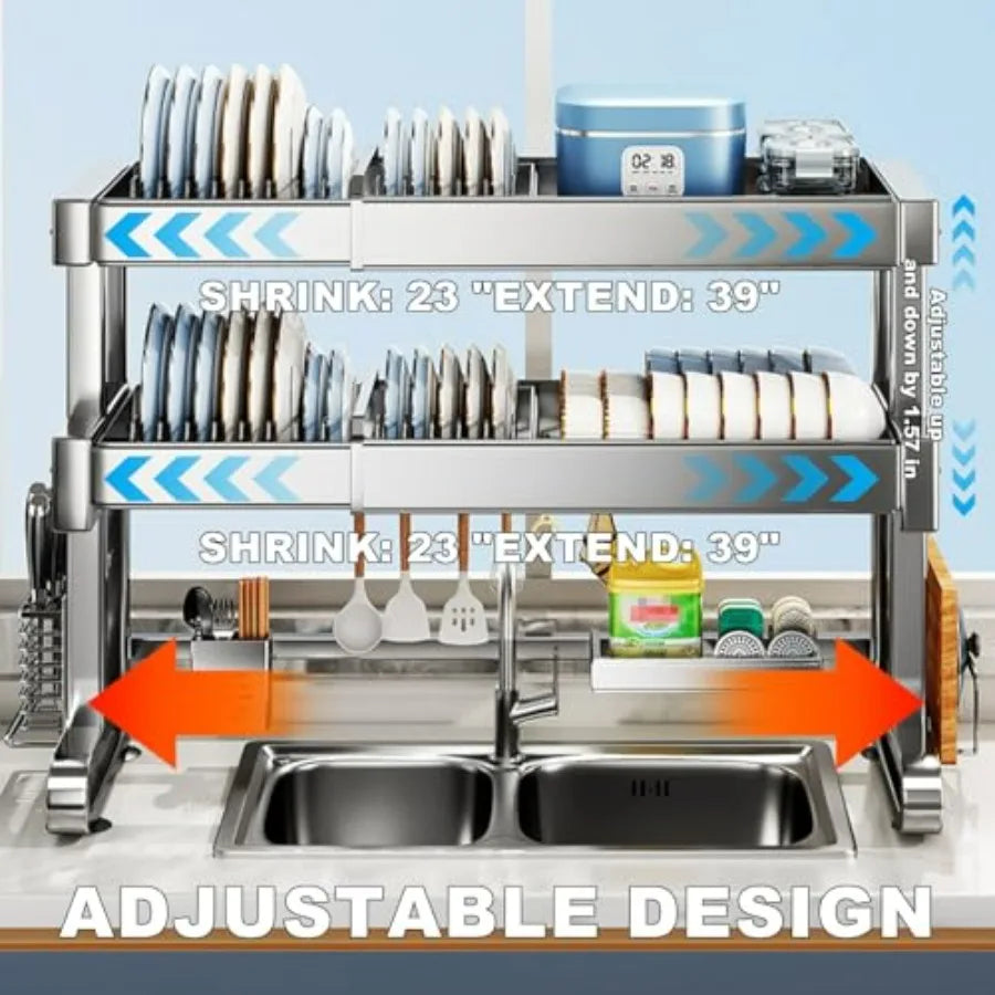 Stainless Steel Over Sink Dish Rack 3 Tier Expandable