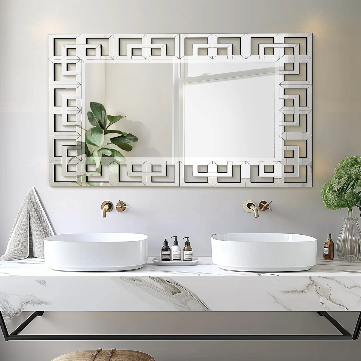 Venetian Art Mirror With Beveled Glass Edge For Wall Decor