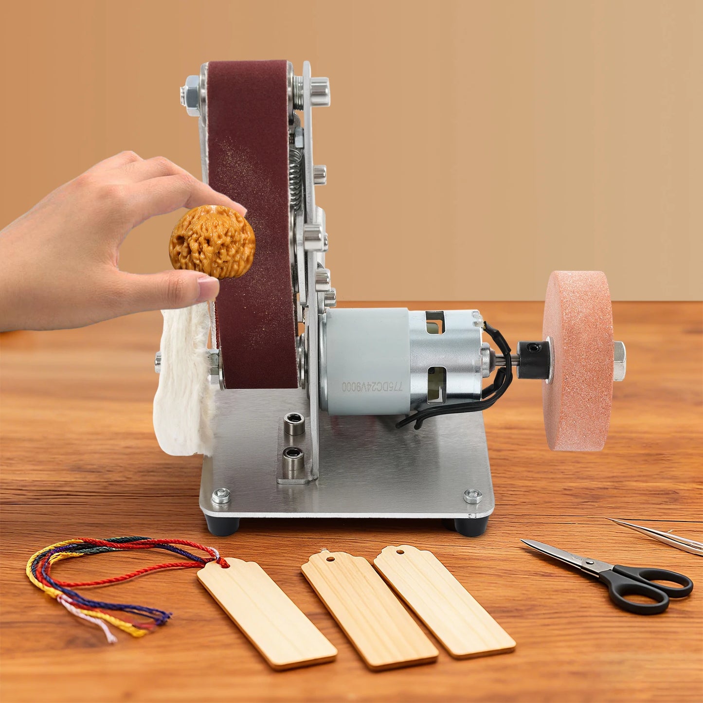 Mini Belt Sander, 7-Speed, 4000-9000 RPM, Stainless Steel Copper Motor