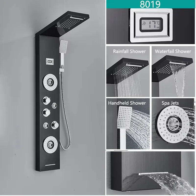Wanmivezlo LED Bath Shower Faucet Set With Rainfall Panel System