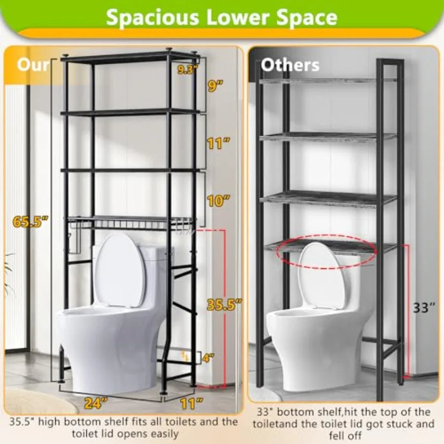 Over The Toilet Storage Rack 4 Tier Bathroom Organizer Freestanding