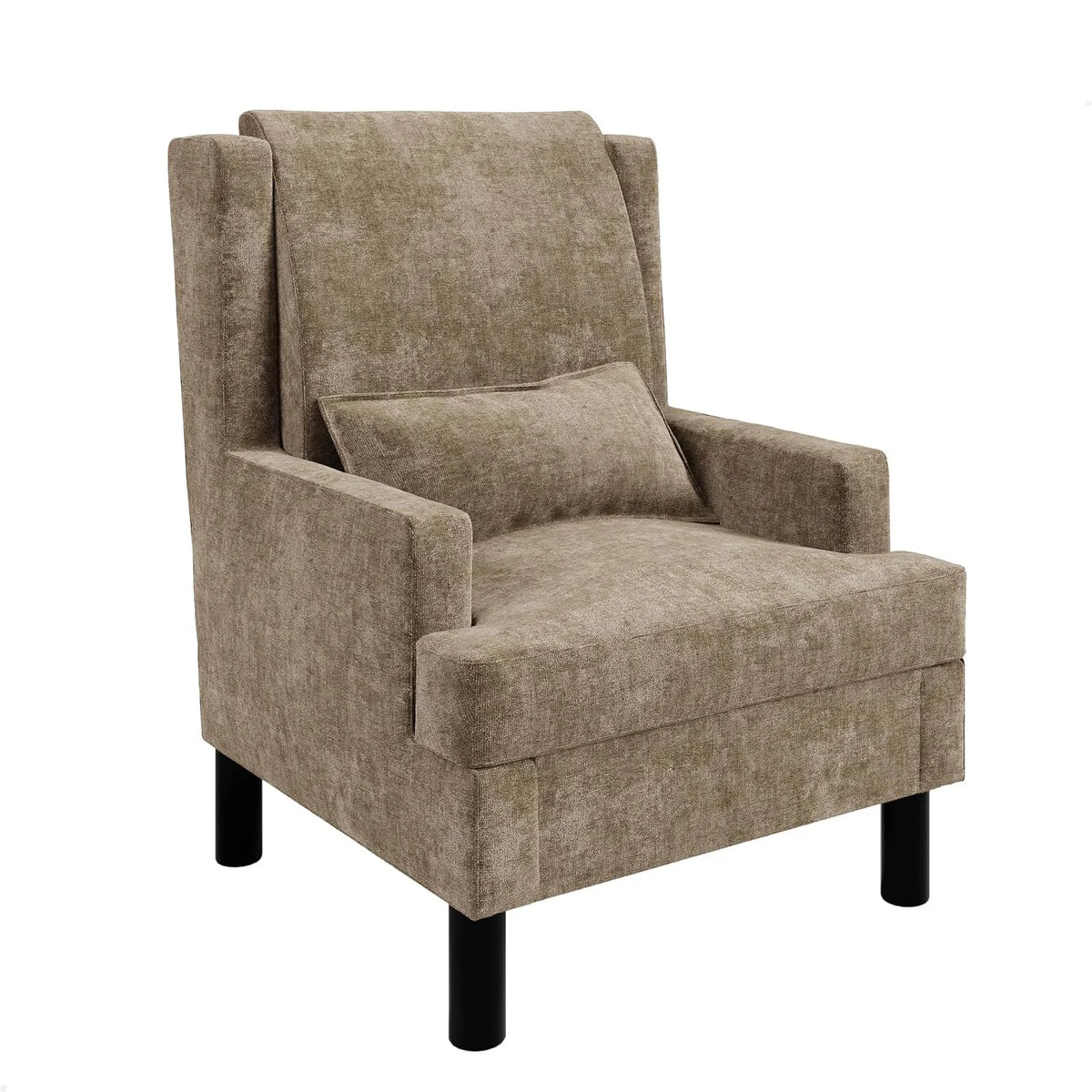 HiMISS Modern Chenille Wingback Accent Chair With Lumbar Pillow