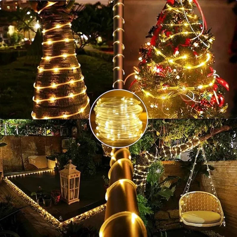 IEEYEEY LED Solar Rope Light For Outdoor Garden Decor