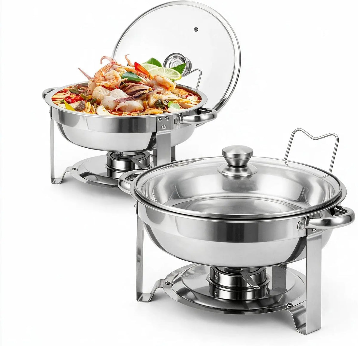 Tacleekii Stainless Steel Chafing Dish Set With Glass Lids Buffet Serving Ware