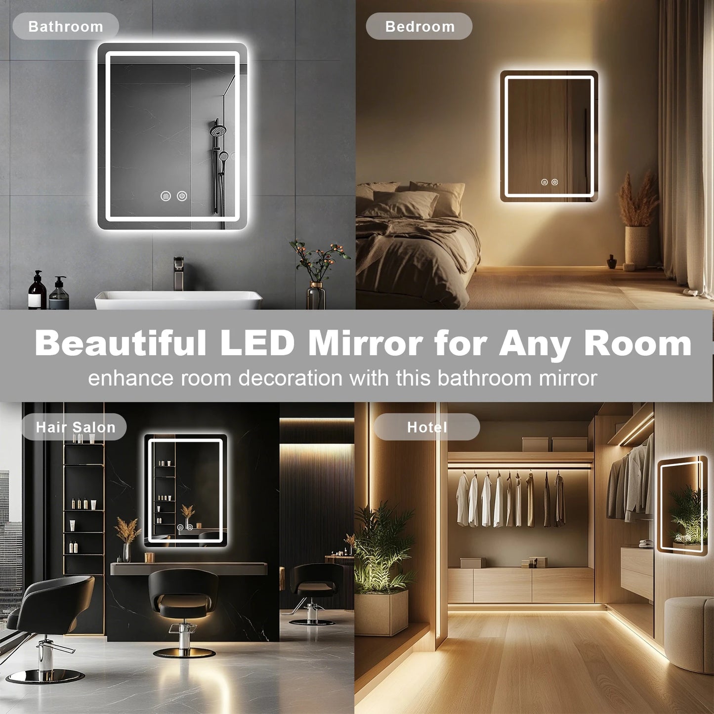 Mygiivovo Led Backlit Fogless Vanity Mirror Wall Mounted With Demister