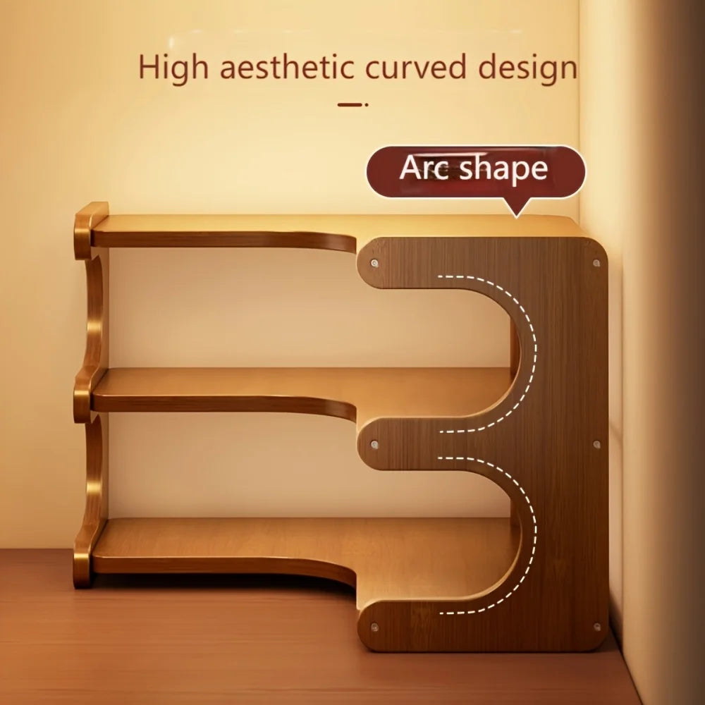 Bamboo Corner Desk Shelf Organizer For Books And Plants