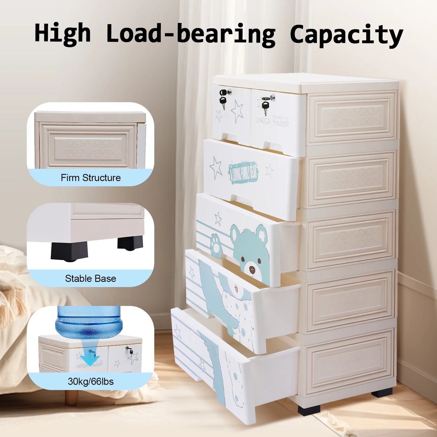 Storage Cabinet With 6 Drawers Plastic Dresser Organizer For Clothes