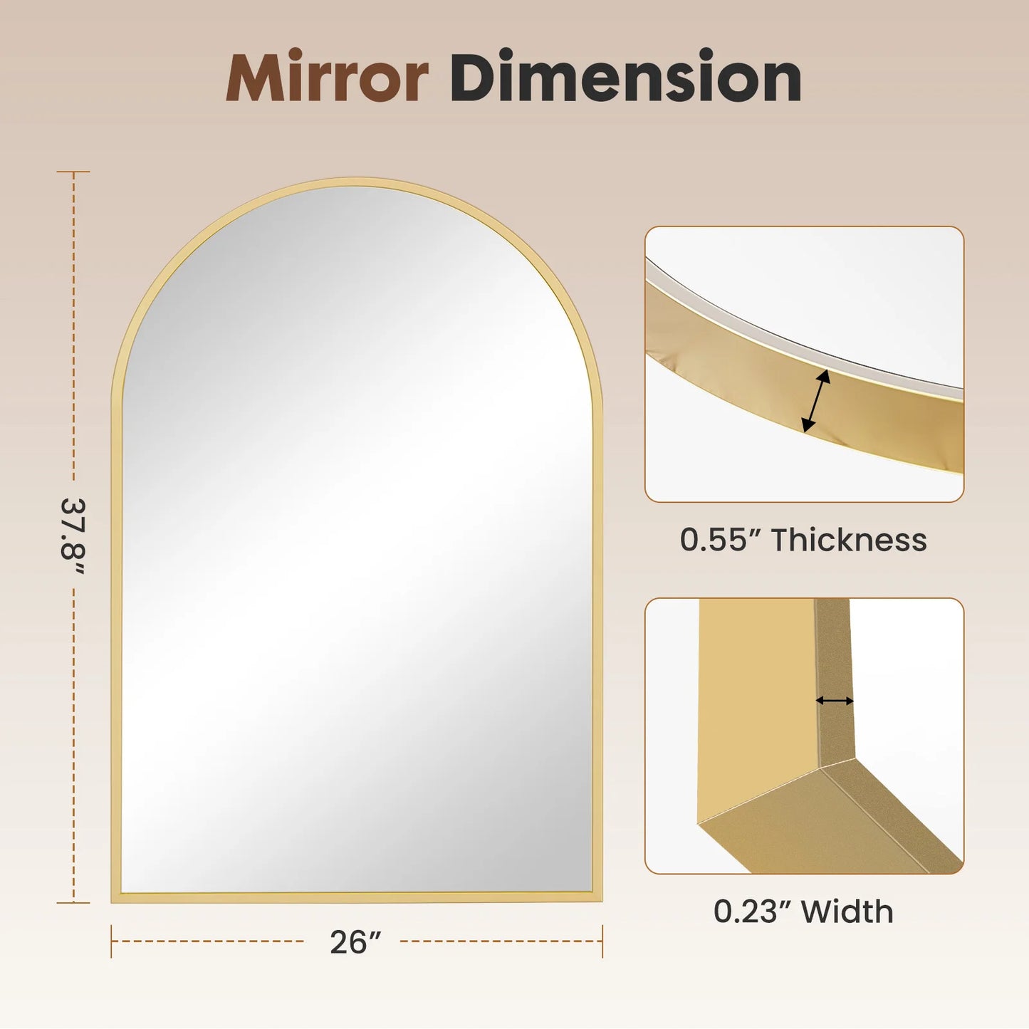 JHK Arched Framed Bathroom Mirror Wall Decor In Modern Home