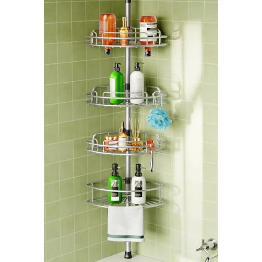 Corner Shower Caddy Tension Pole Organizer Bathroom Storage