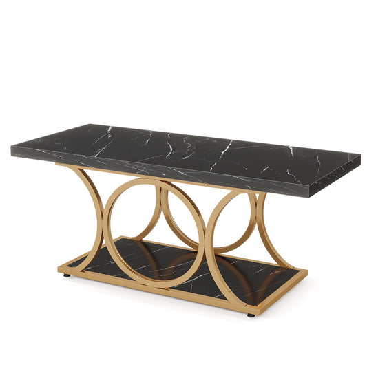Tribesigns Modern Faux Marble Two Tier Coffee Table