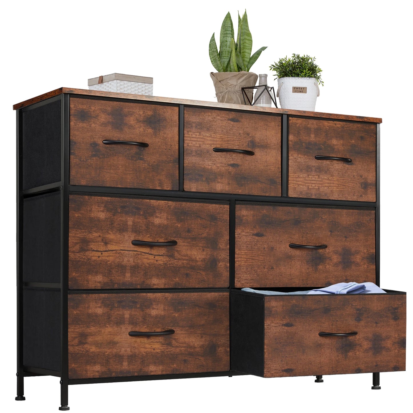 JHK Dresser With 7 Fabric Drawers Bedroom Organizer Cabinet