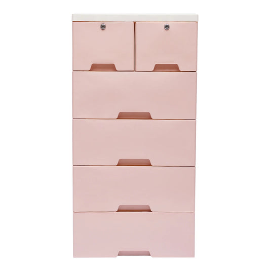 Bymaocar Six-Drawer Plastic Storage Cabinet With Wheels And Lock