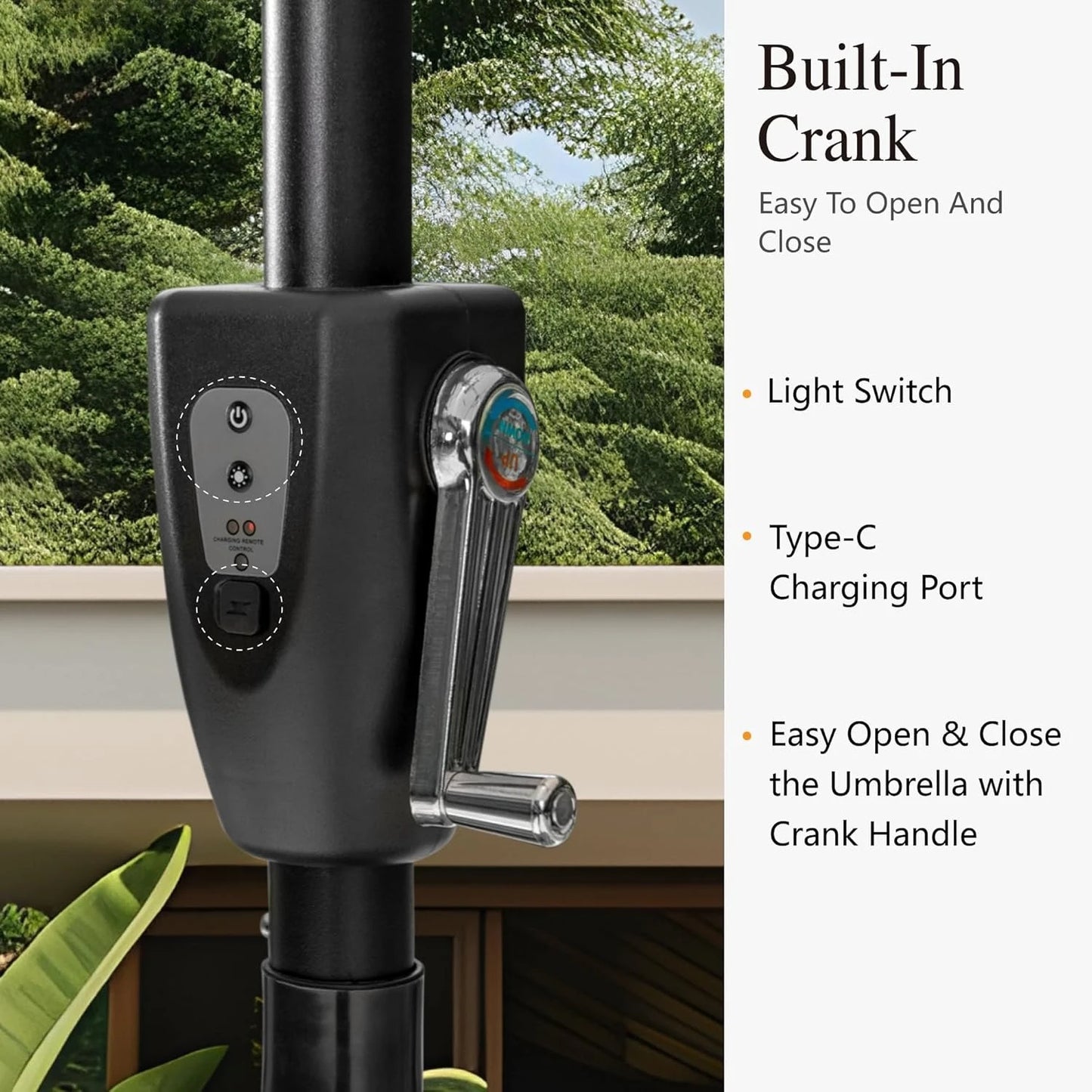 HUANZHUANG Outdoor Patio Umbrella With Solar LED Lights