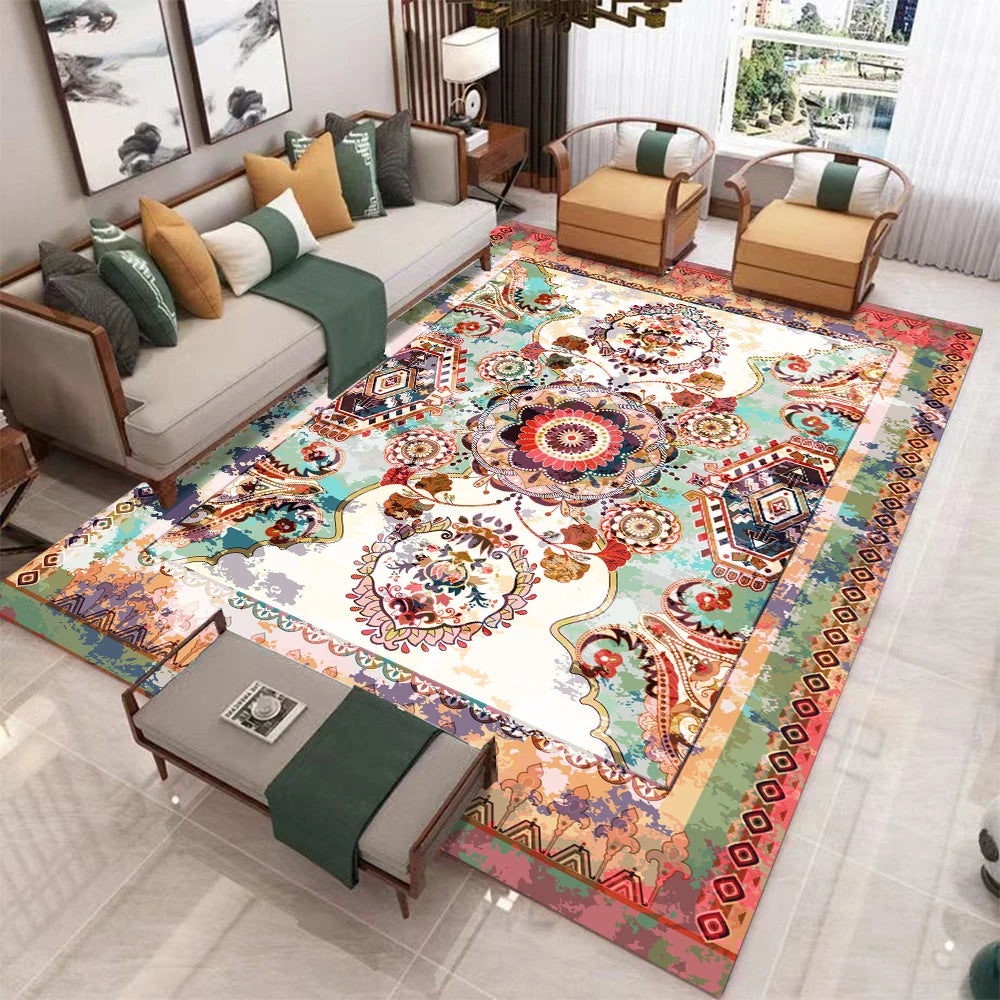 European Retro Living Room Carpet Non Slip Washable Mat