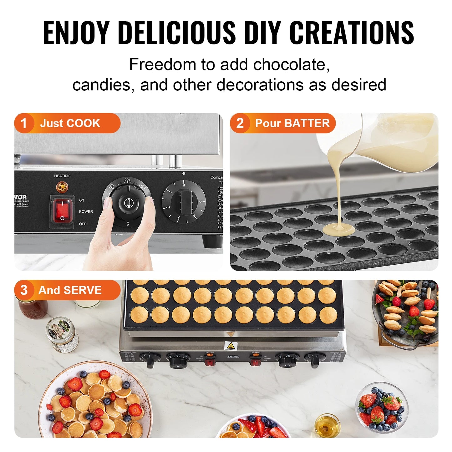 SucceBuy Mini Dutch Pancake Dorayaki Waffle Maker Dual Temp Control