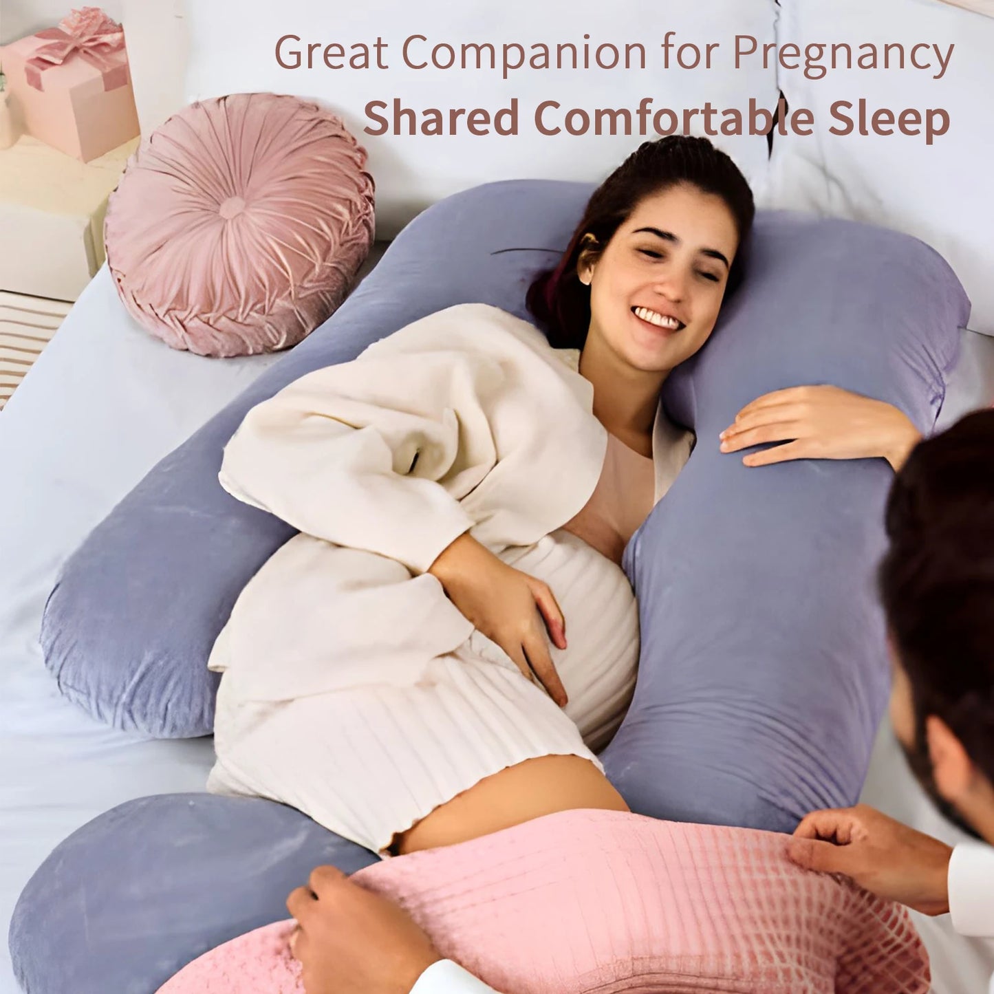 G Shaped Pregnancy Pillow With Removable Cover For Body Support
