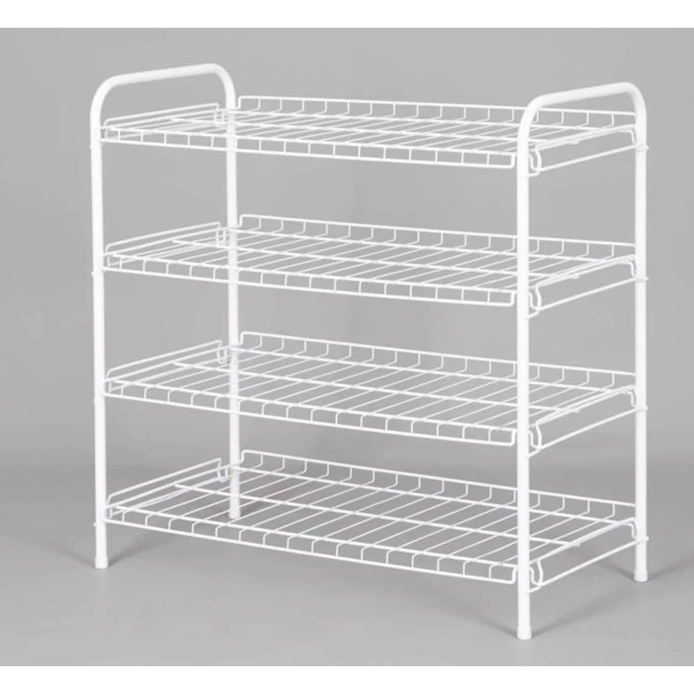 4-Tier Freestanding Steel Wire Shoe Organizer Holds 12 Pairs