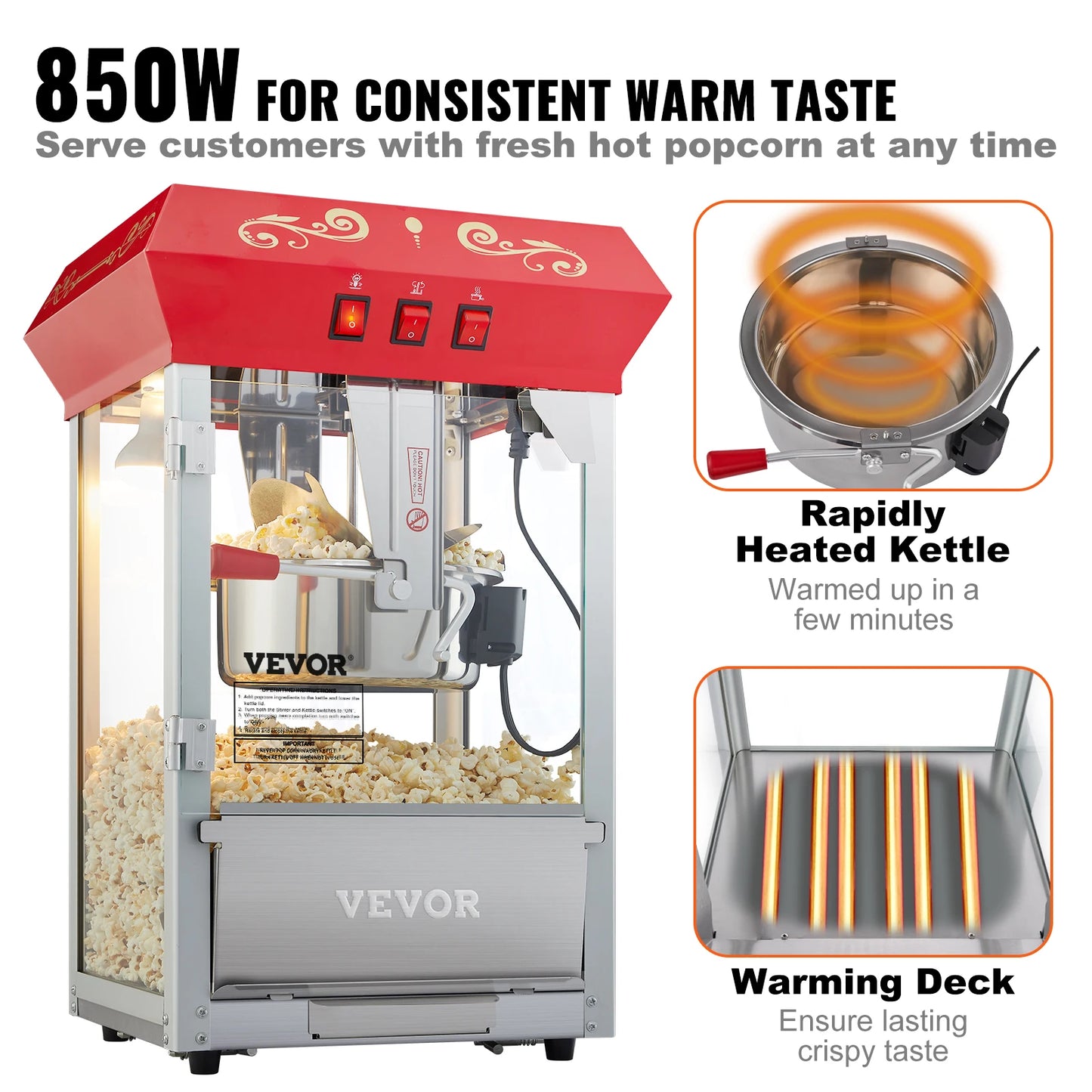 SucceBuy Automatic Electric Popcorn Maker Commercial Popper