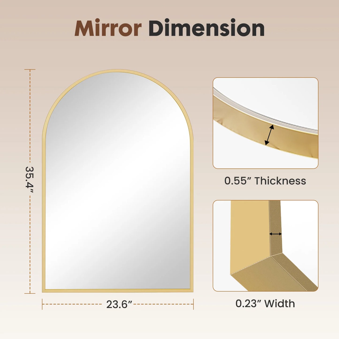 JHK Arched Framed Bathroom Mirror Wall Decor In Modern Home