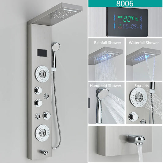 Wanmivezlo LED Bath Shower Faucet Set With Rainfall Panel System
