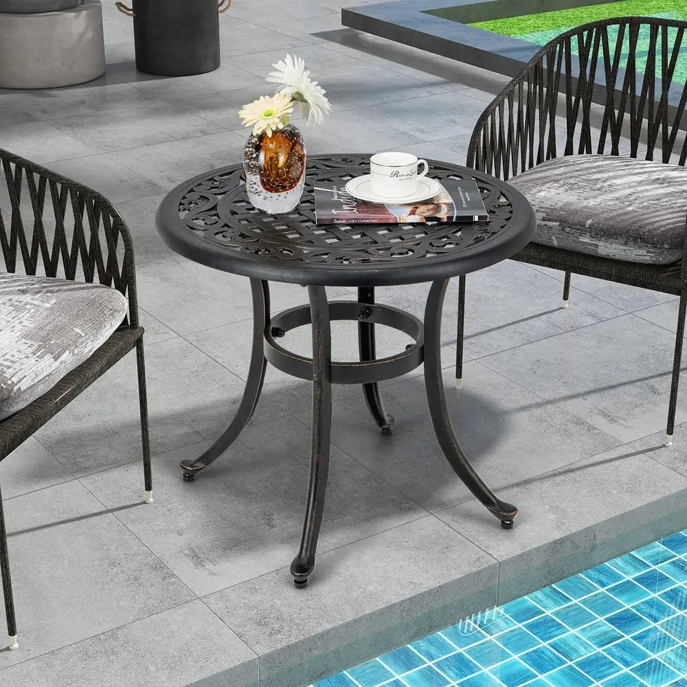 XMSJ Aluminum Patio Table Outdoor Round Side Table AntiRust