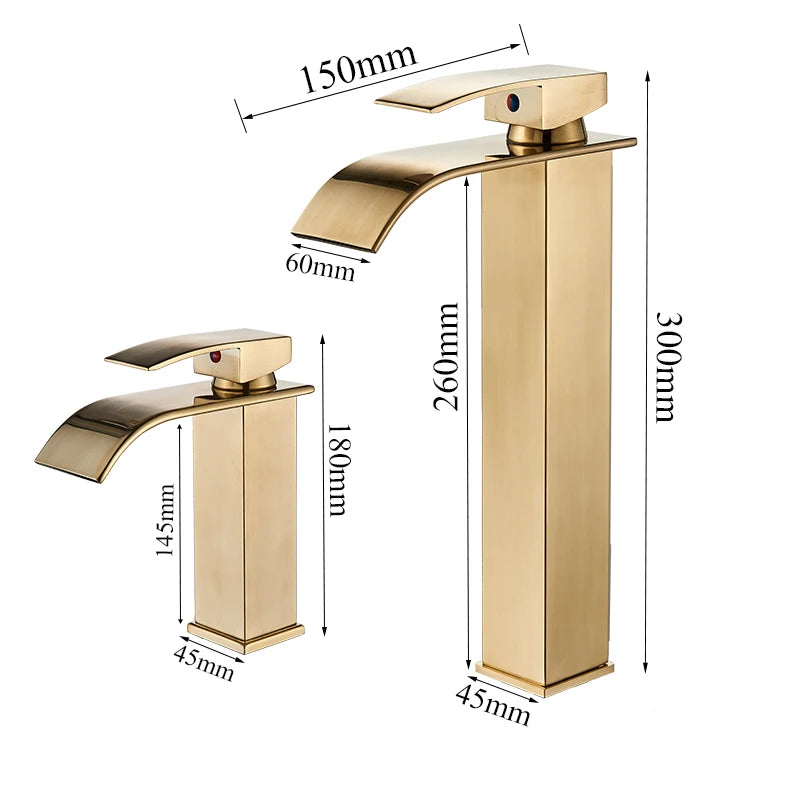 ulgksd Waterfall Bathroom Basin Sink Faucet Single Handle Hot And Cold Mixer