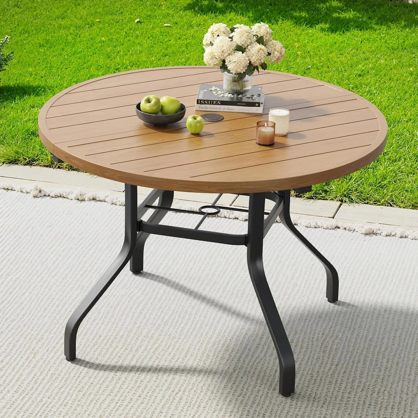 FARINI Outdoor Patio Dining Table With Umbrella Hole