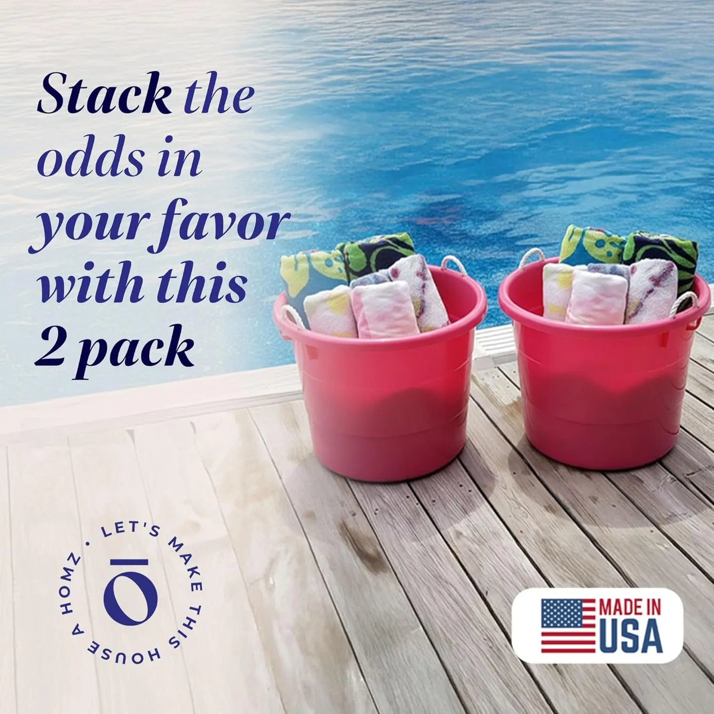 XMSJ Plastic Utility Tub Two Pack With Rope Handles