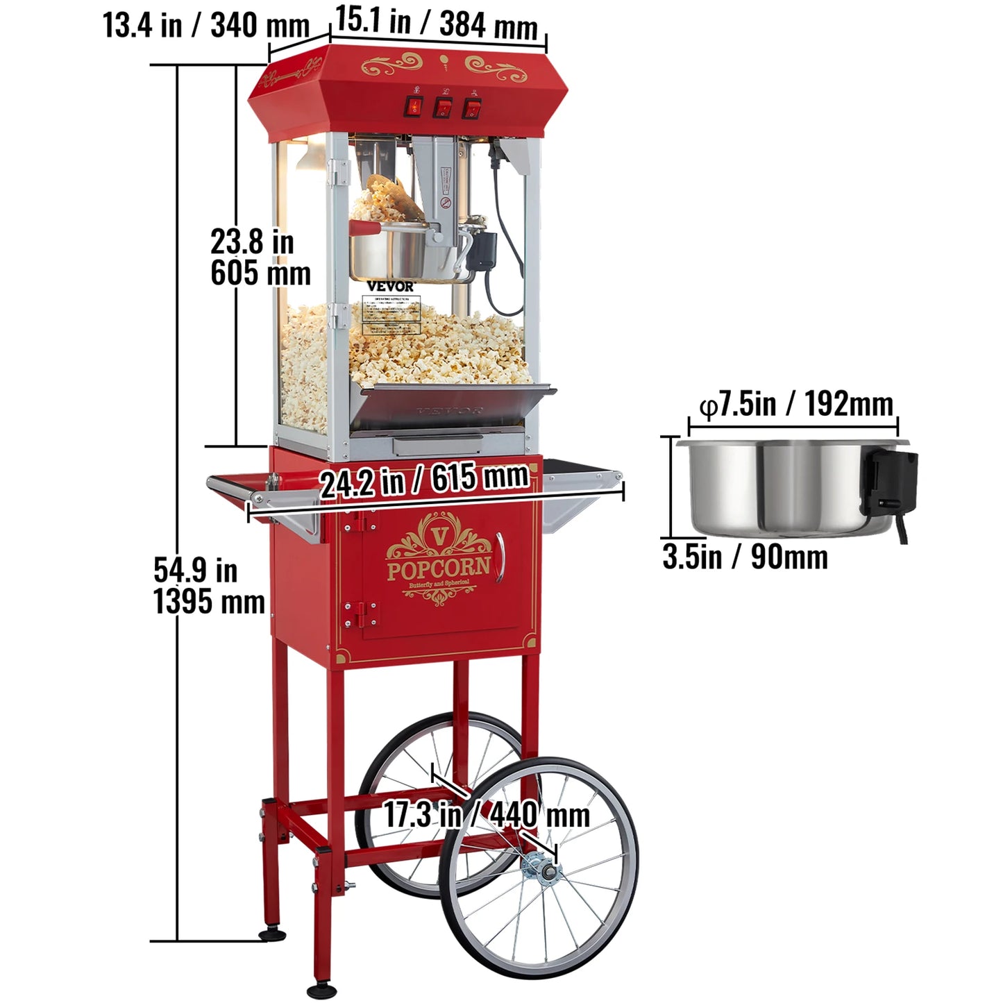 SucceBuy Automatic Electric Popcorn Maker Commercial Popper