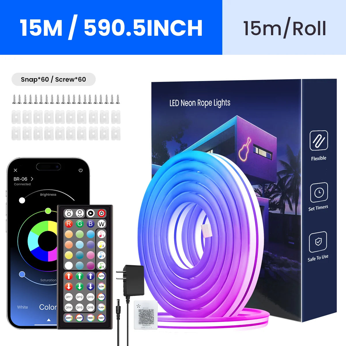 Aiopp Neon LED Rope Lights RGB Strip Remote App Control